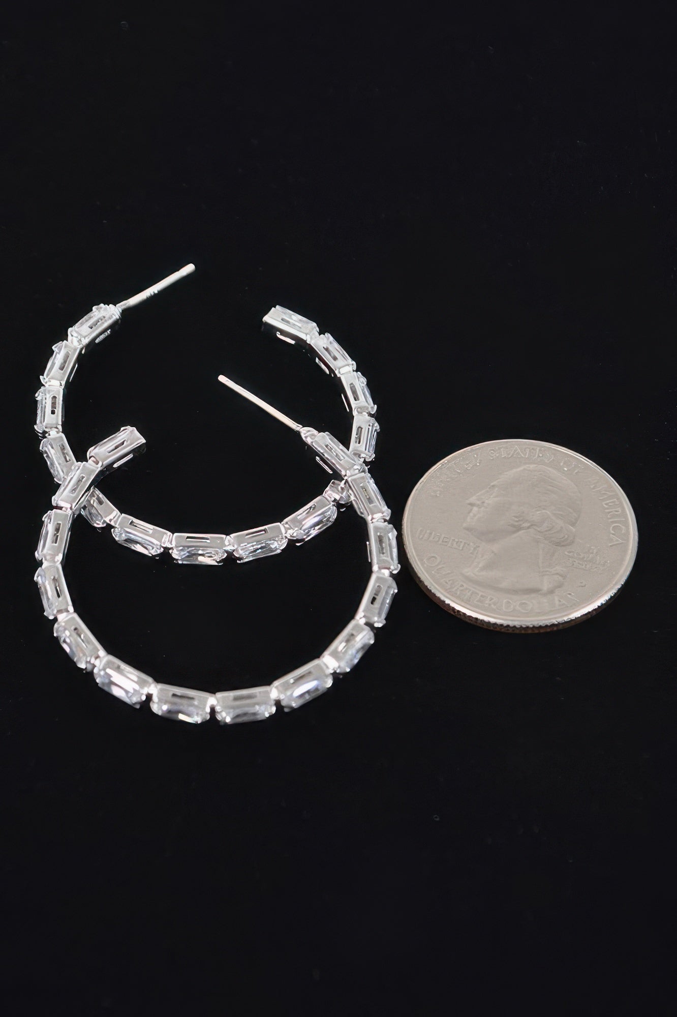 Rectangle Stone Hoop Earring
