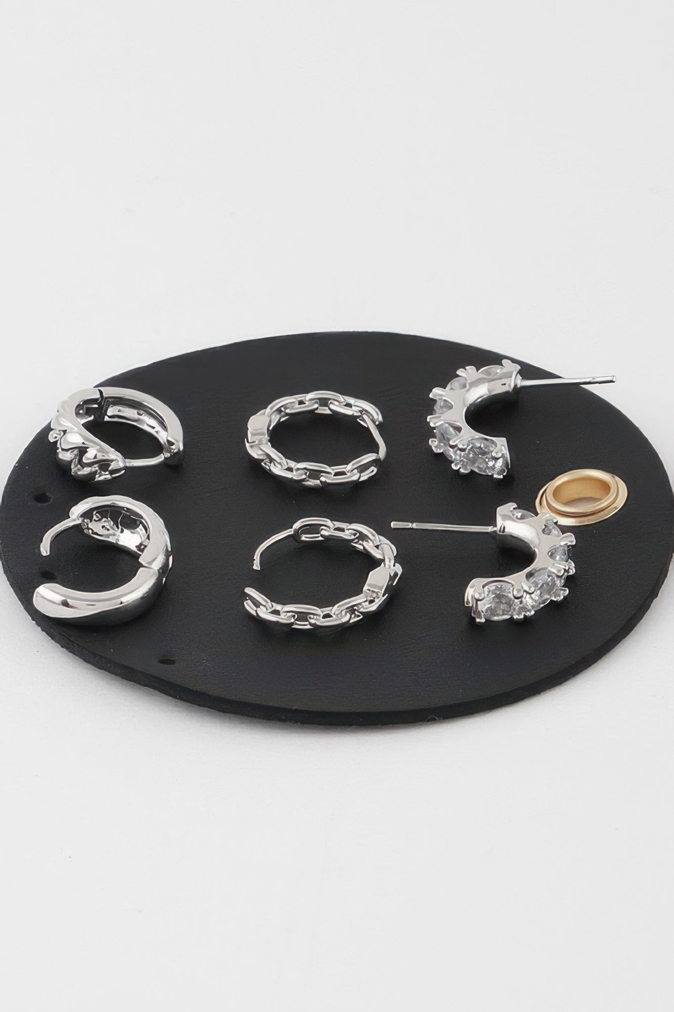 Multi Jewel Chain Hoop Earrings Set