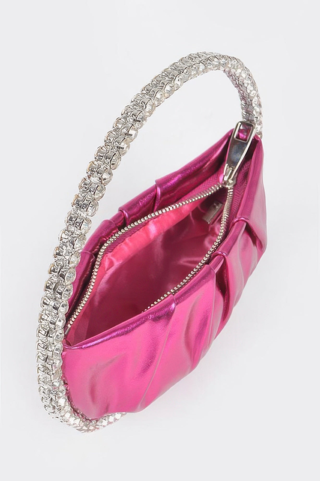 Metallic Luna Bag W/stone Handle
