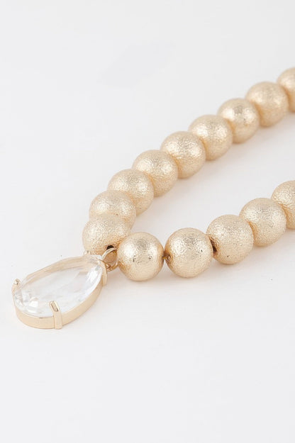 Clear Teardrop Beaded Necklace