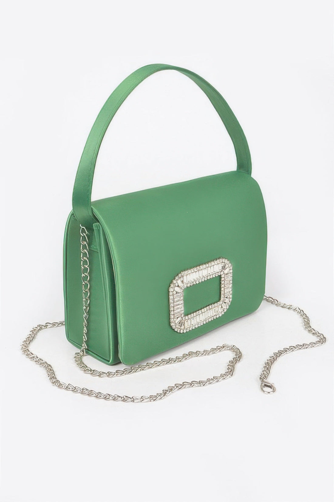 Satin Stone Buckle Shoulder Bag