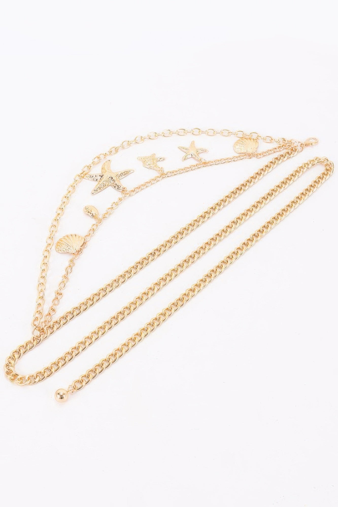 Seashell Starfish Layered Chain Belt