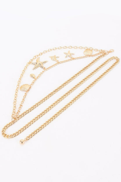 Seashell Starfish Layered Chain Belt
