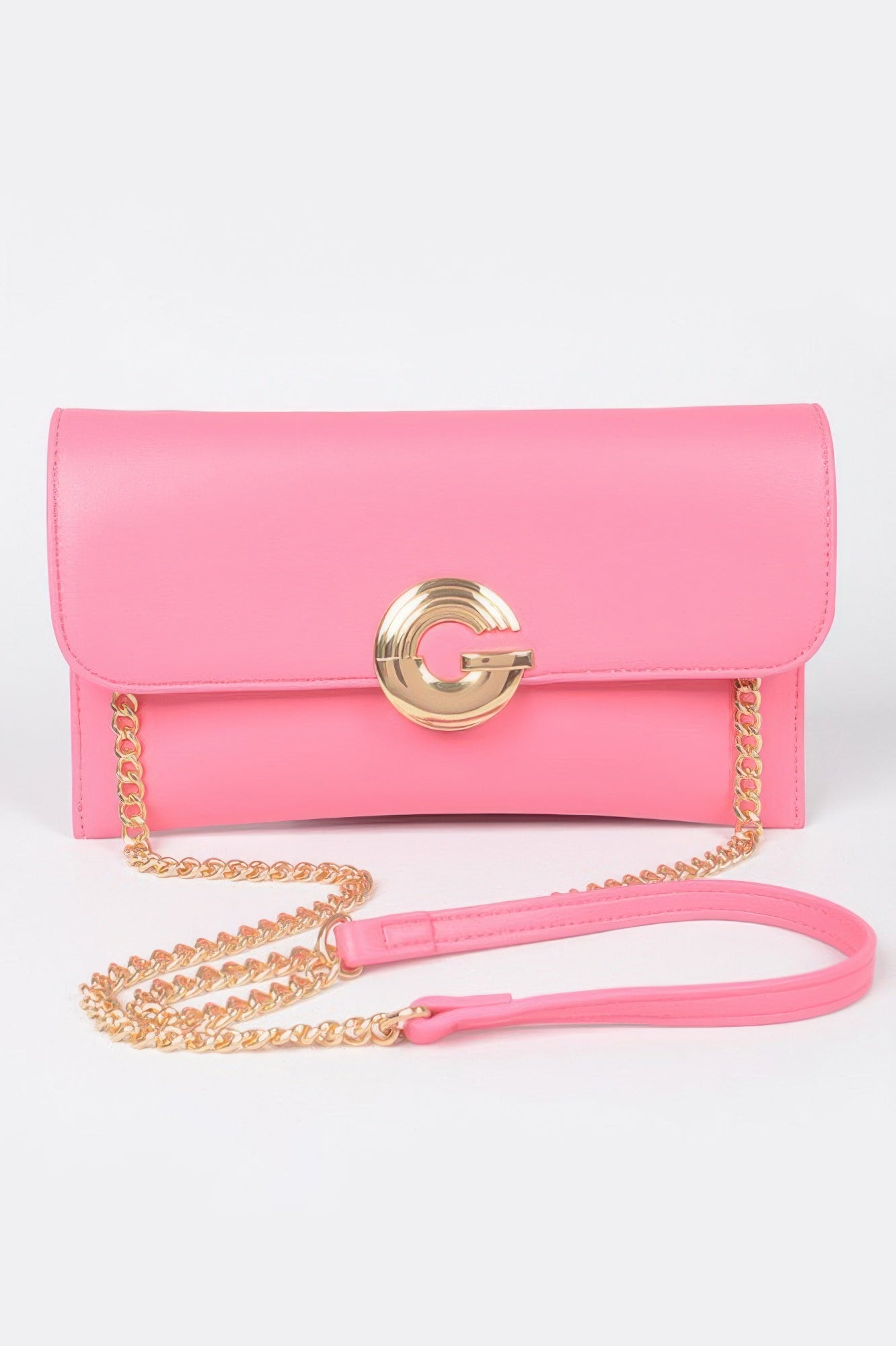Faux Leather G Buckle Clutch