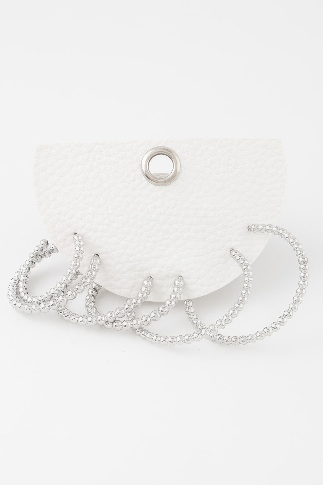 Pearl Bead Open Hoop Earrings Set