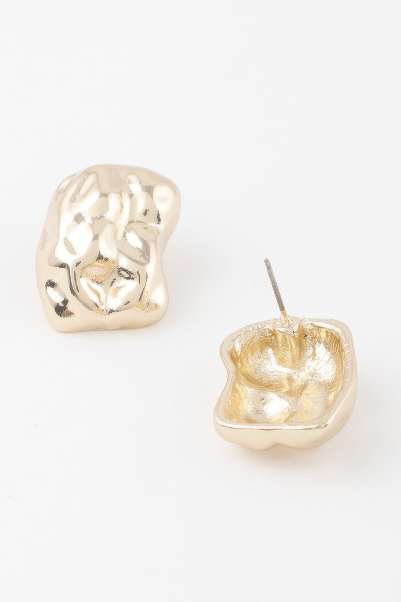 Chunky Textured Dish Stud Earrings