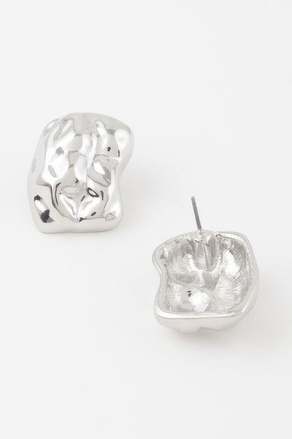 Chunky Textured Dish Stud Earrings