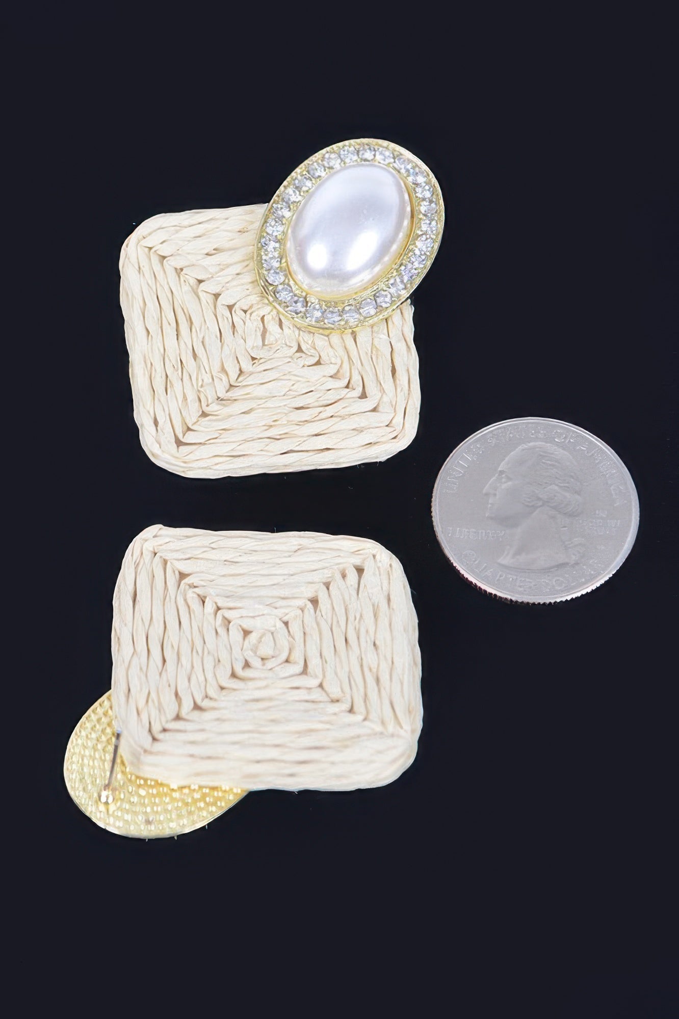 Faux Straw Pearl Earring