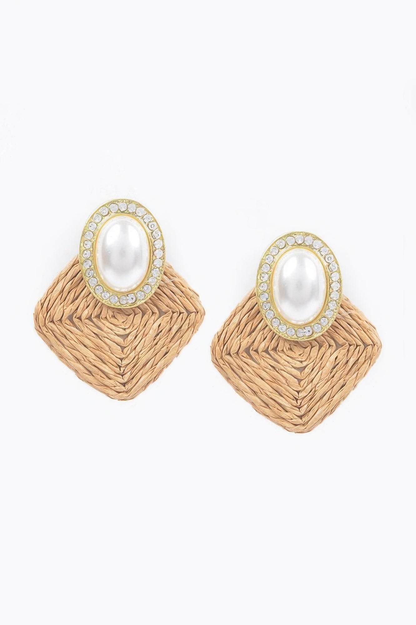 Faux Straw Pearl Earring
