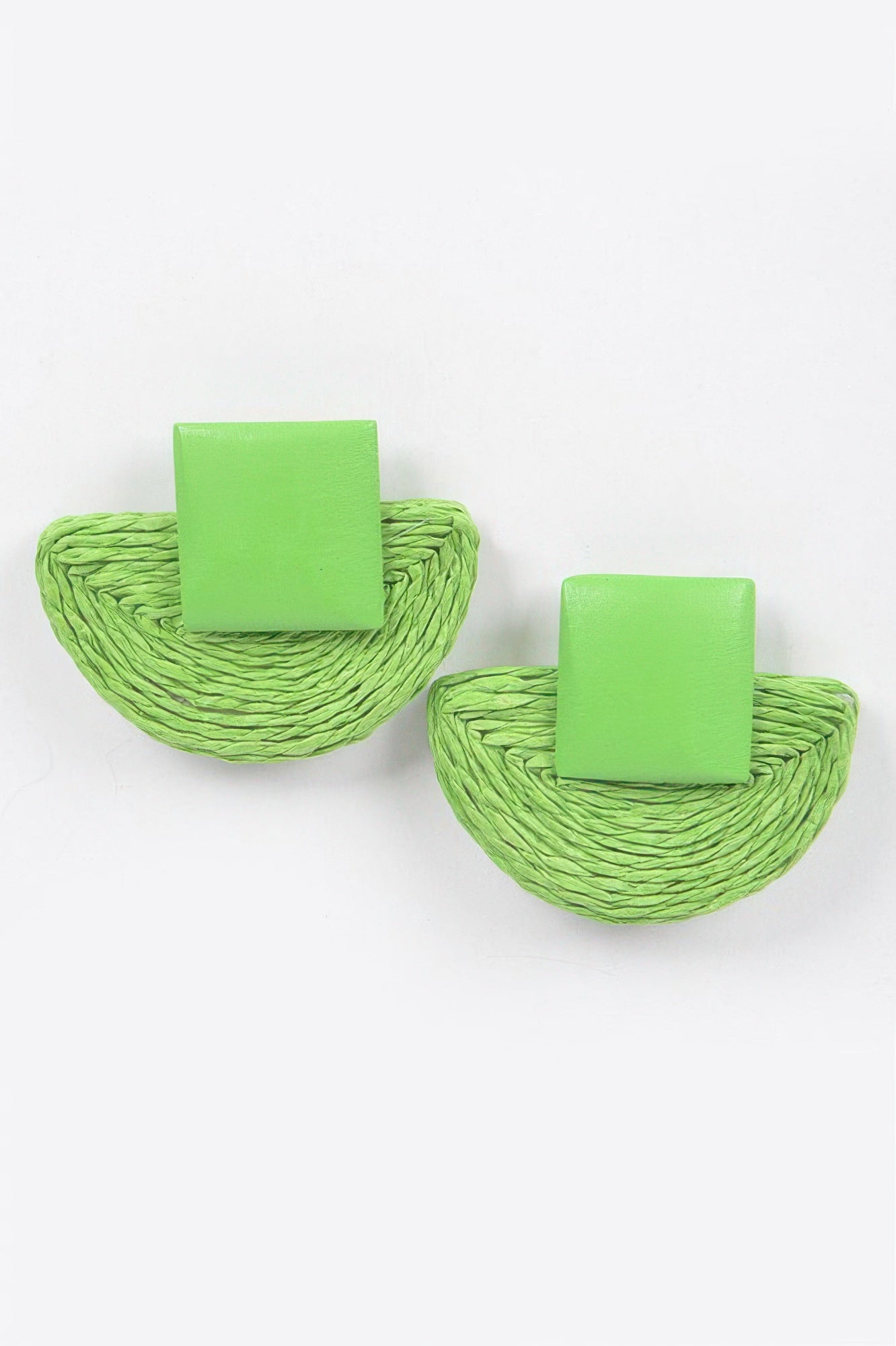 Faux Half Moon Straw Earring