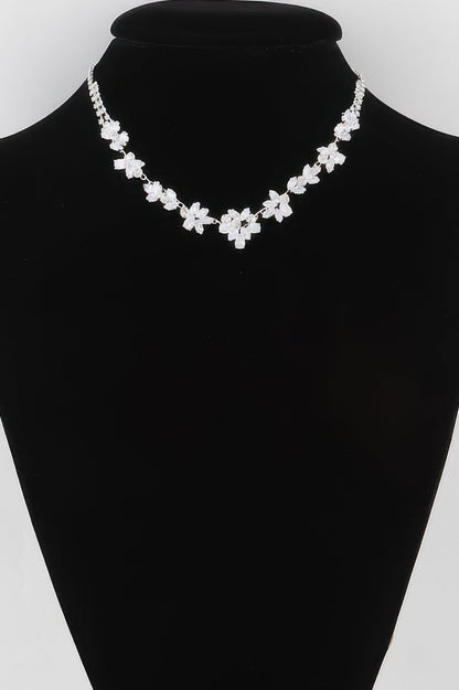 Crystal Flower Charm Necklace