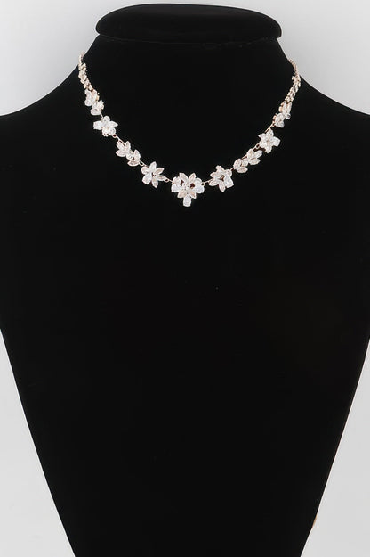Crystal Flower Charm Necklace