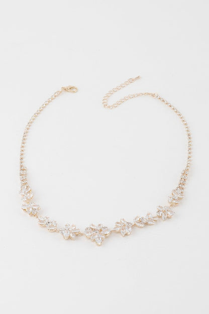 Crystal Flower Charm Necklace