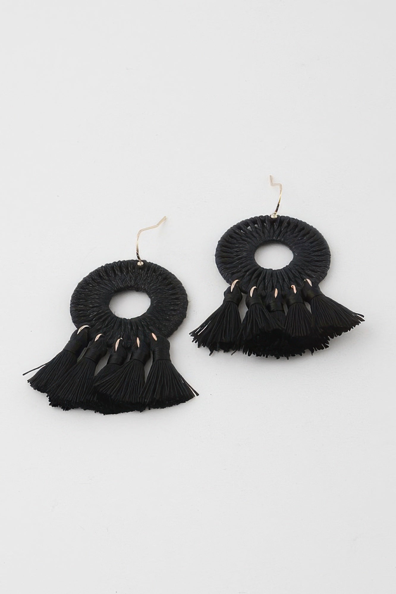 Weaved Tassel Disk Earrings