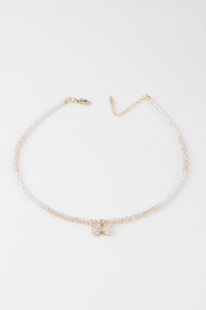 Crystal Butterfly Beaded Necklace