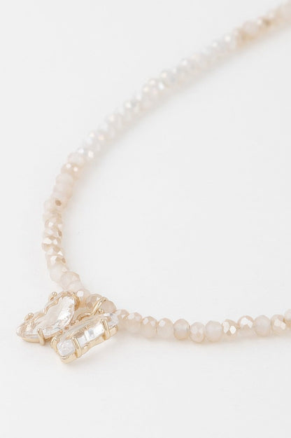 Crystal Butterfly Beaded Necklace