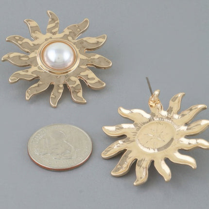 Rising Sun Pearl Stud Earrings