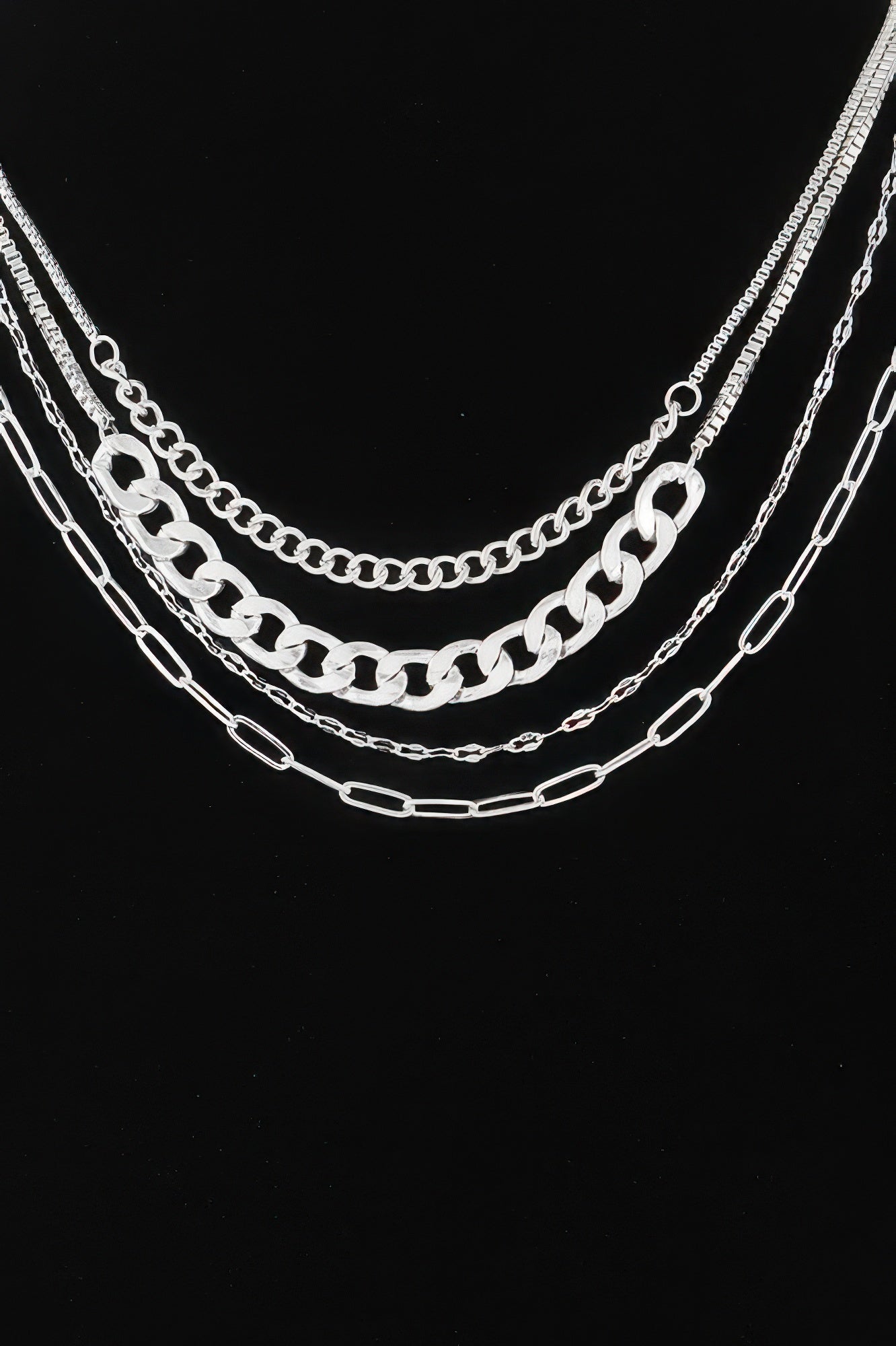 Multi Curb Mariner Chain Necklace
