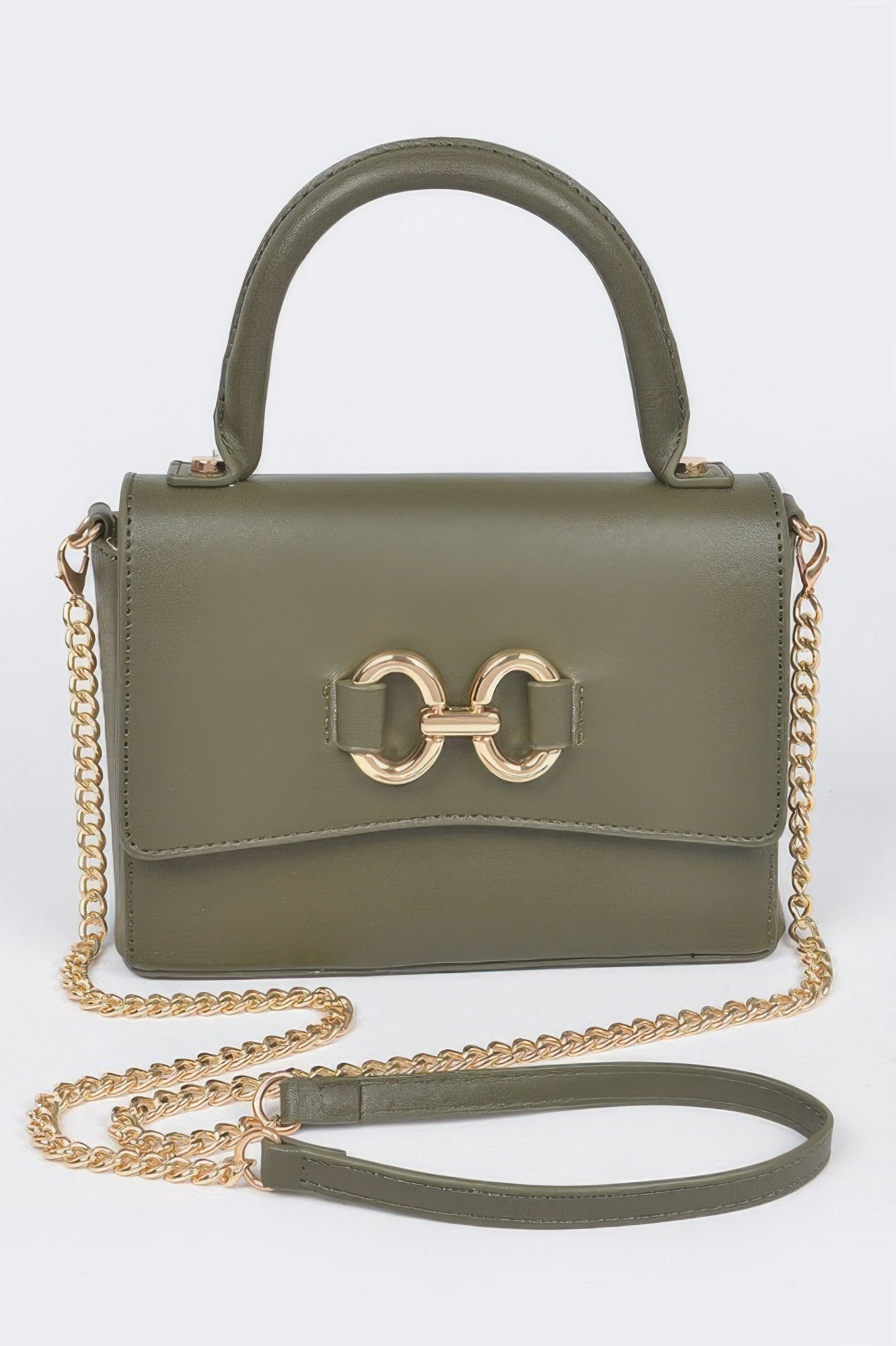 Faux Leather Top Handle Bag