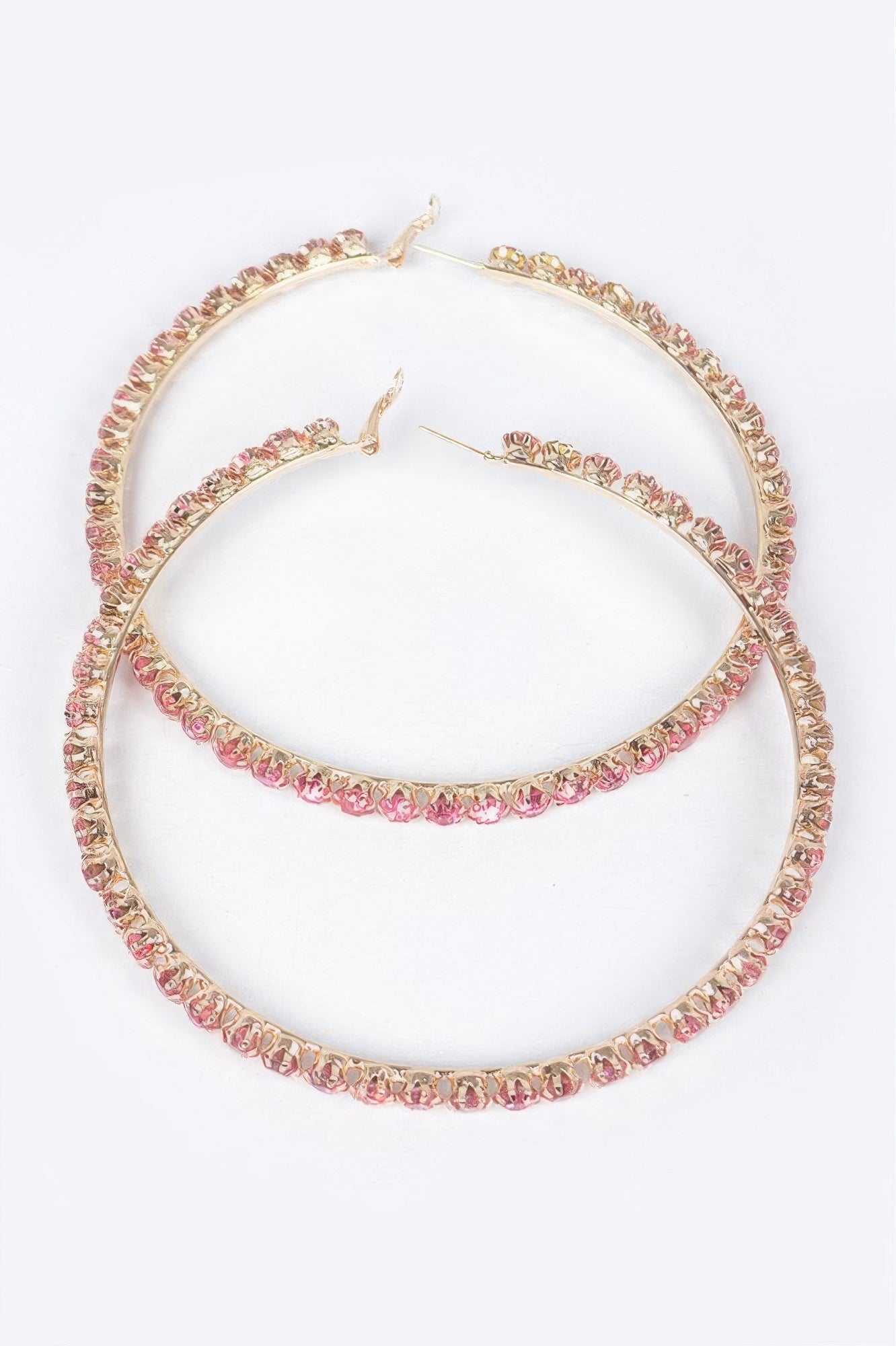 Upside Down Multi Rhinestone Hoop Earring