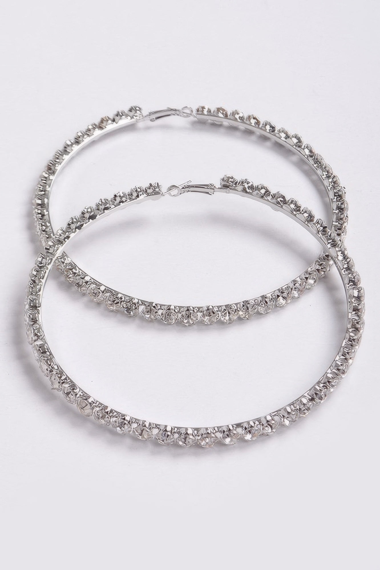 Upside Down Multi Rhinestone Hoop Earring