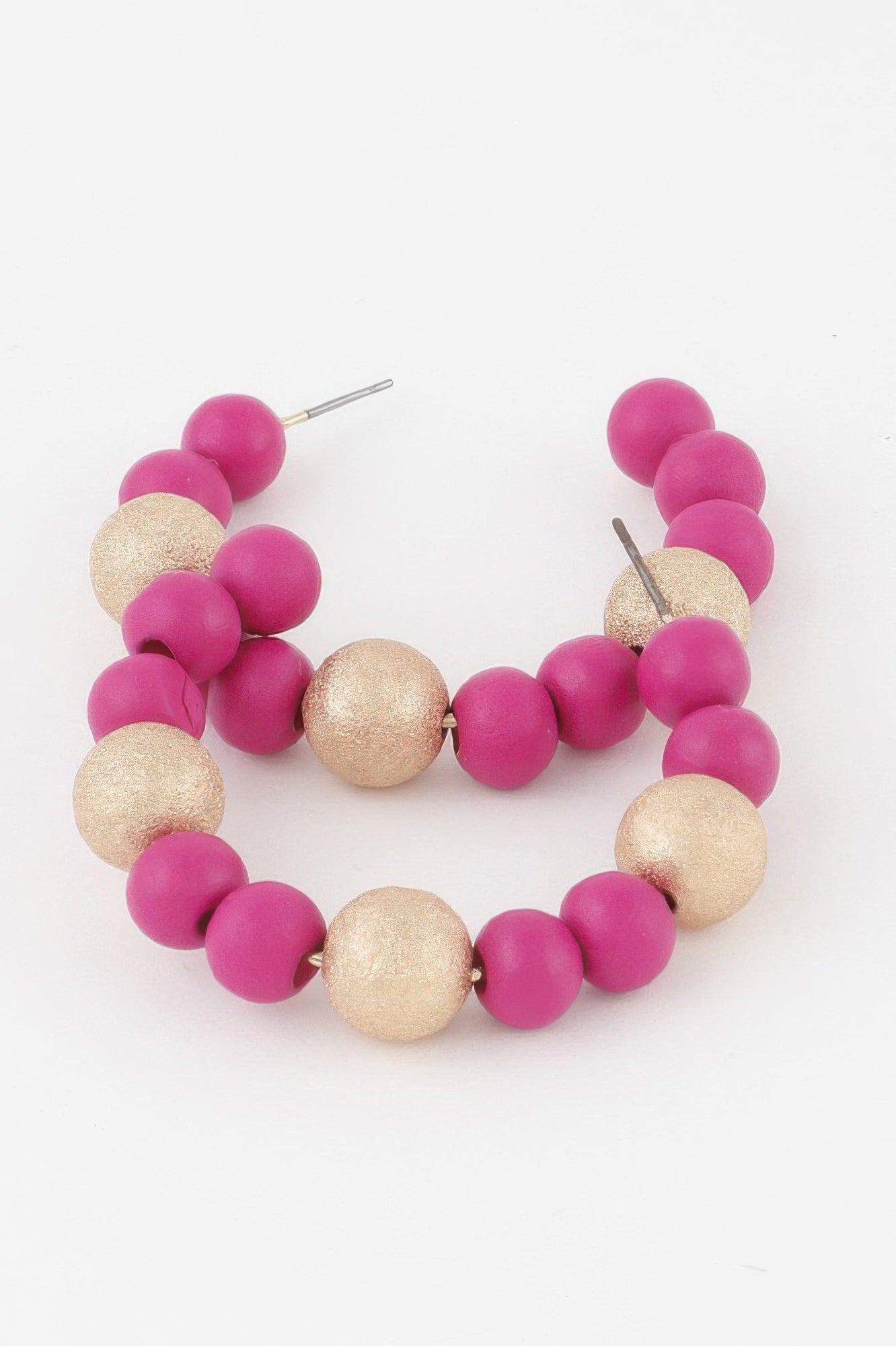 Two Toned Bead Hoop Earrings