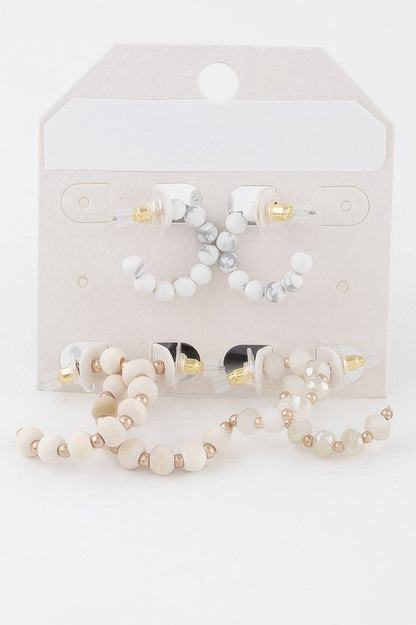 Crystal Bead Hoop Earrings Set