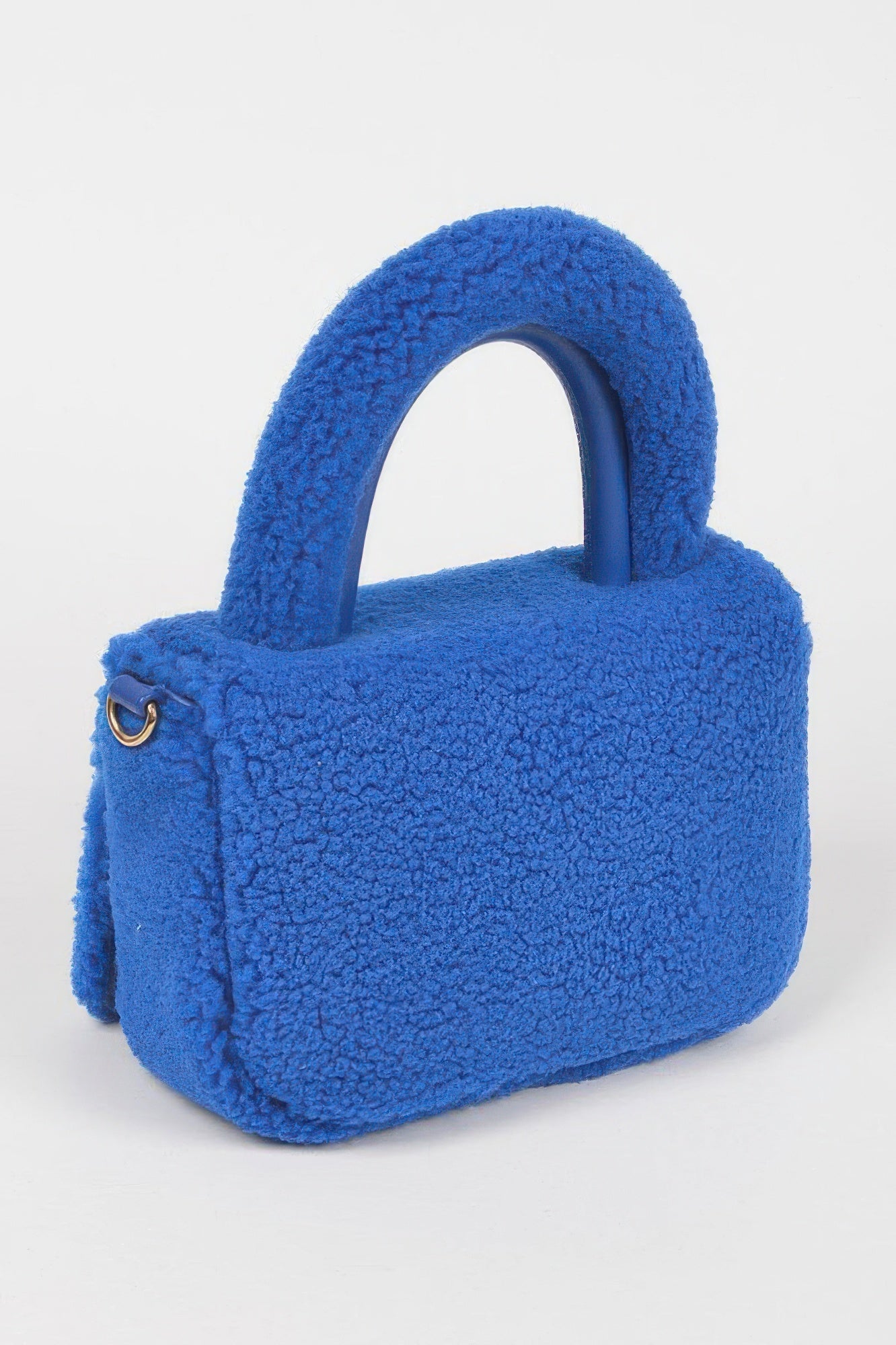 Faux Fur Top Handle Clutch Bag