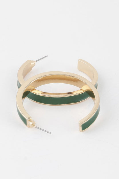 Solid Lined Hoop Earrings