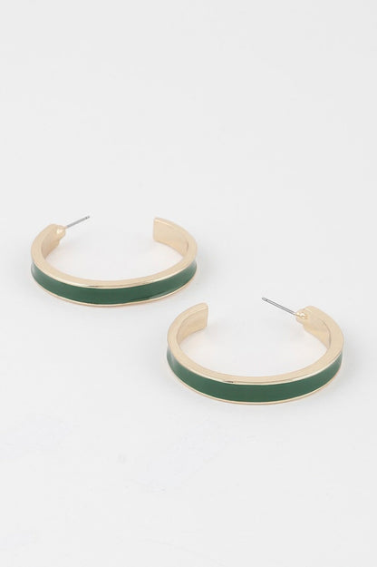 Solid Lined Hoop Earrings