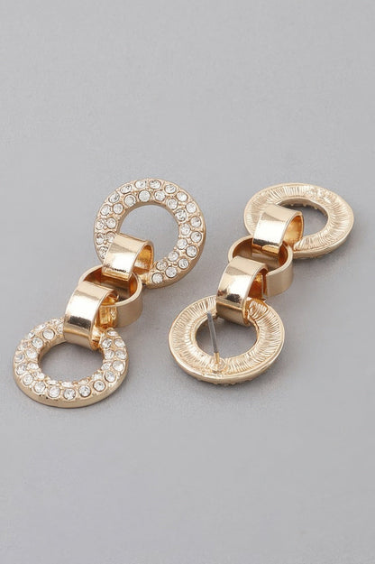 Crystal Cuff Chain Drop Earrings