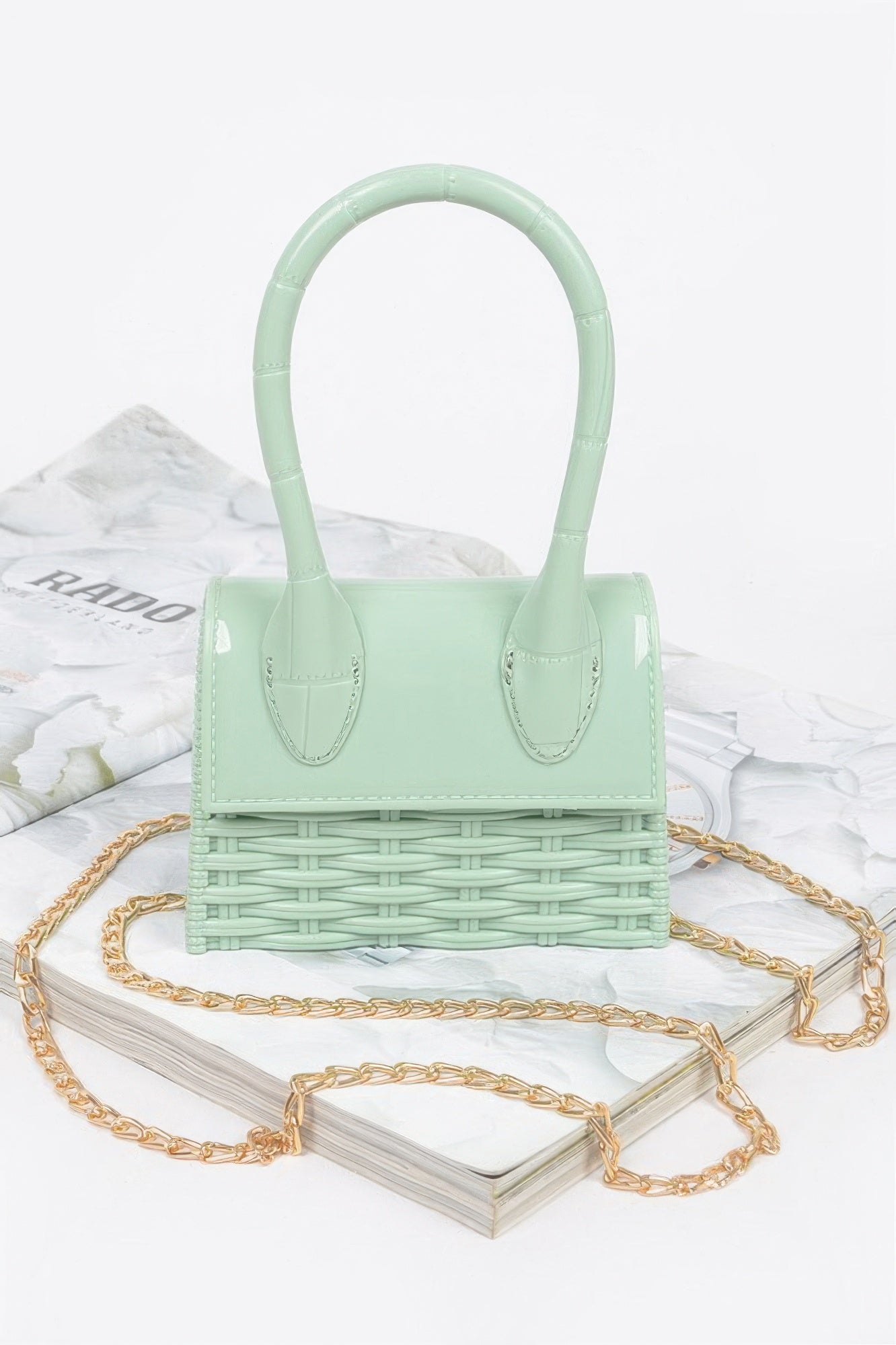 Weaved Top Handle Clutch