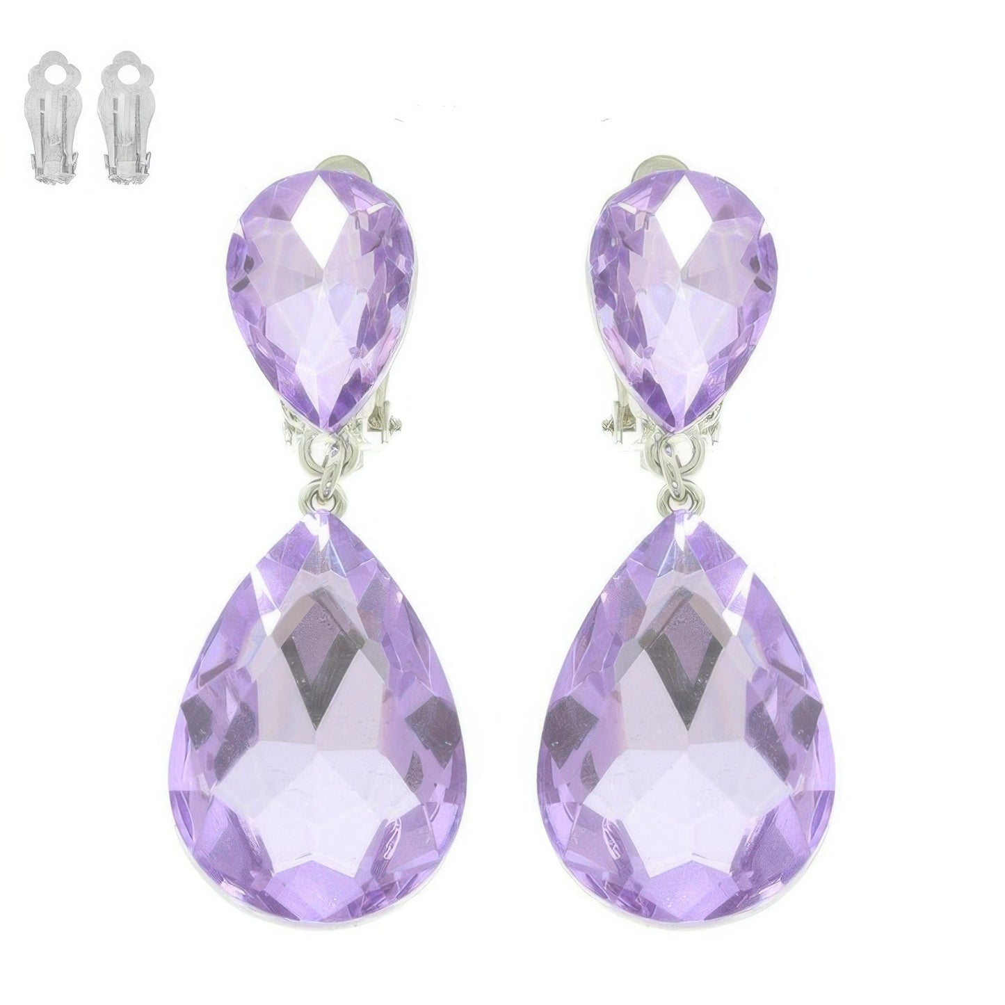 Teardrop-cut Crystal Clip On Earrings