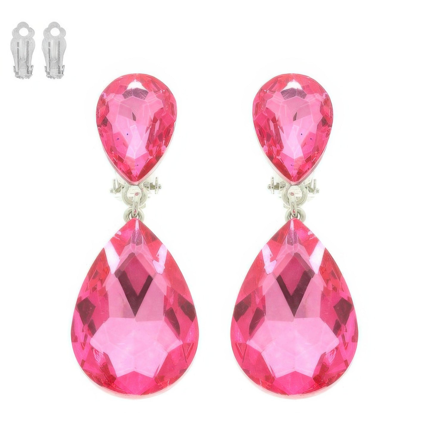 Teardrop-cut Crystal Clip On Earrings