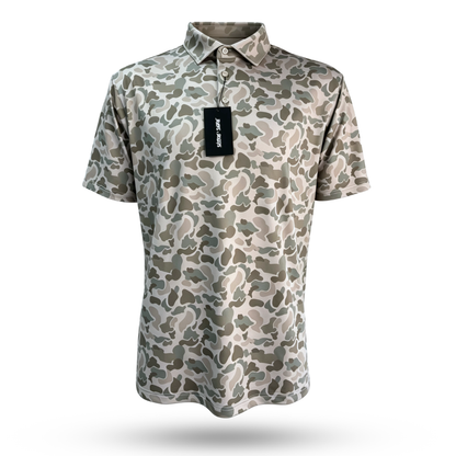 Back 9 Camo Golf Polo - Performance camouflage golf shirt with lightweight breathable fabric and moisture-wicking properties.