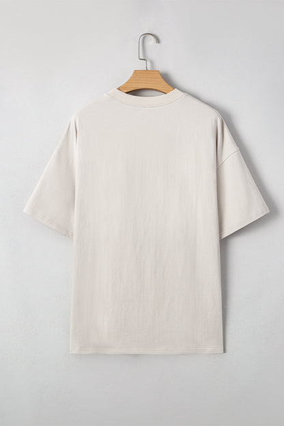 Casual Oversize Big Bow Printed Drop Shoulder Tunic Casual Tee