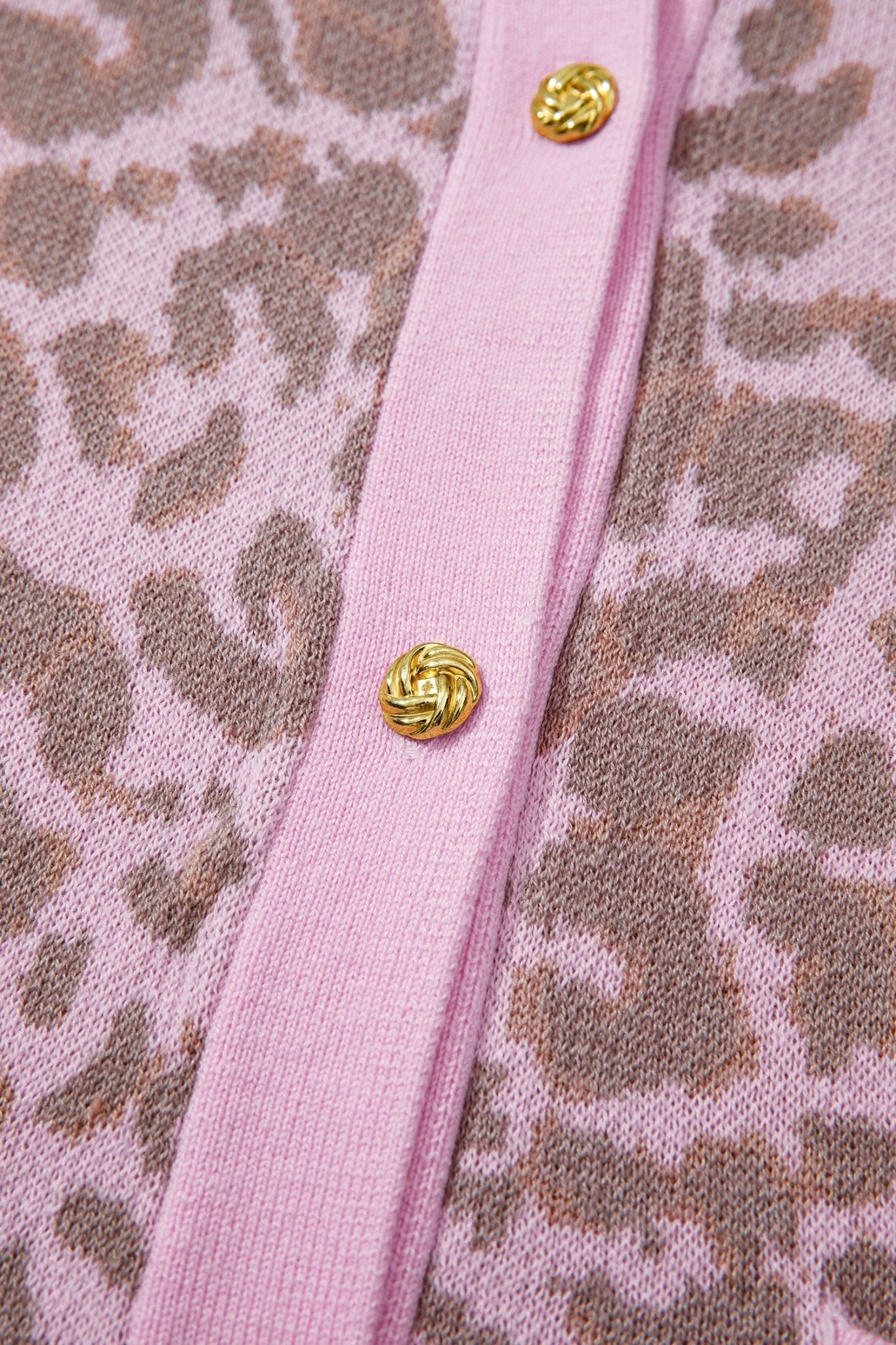 Pink Leopard Button Down Short Sleeve Sweater Cardigan - Loving It Shop