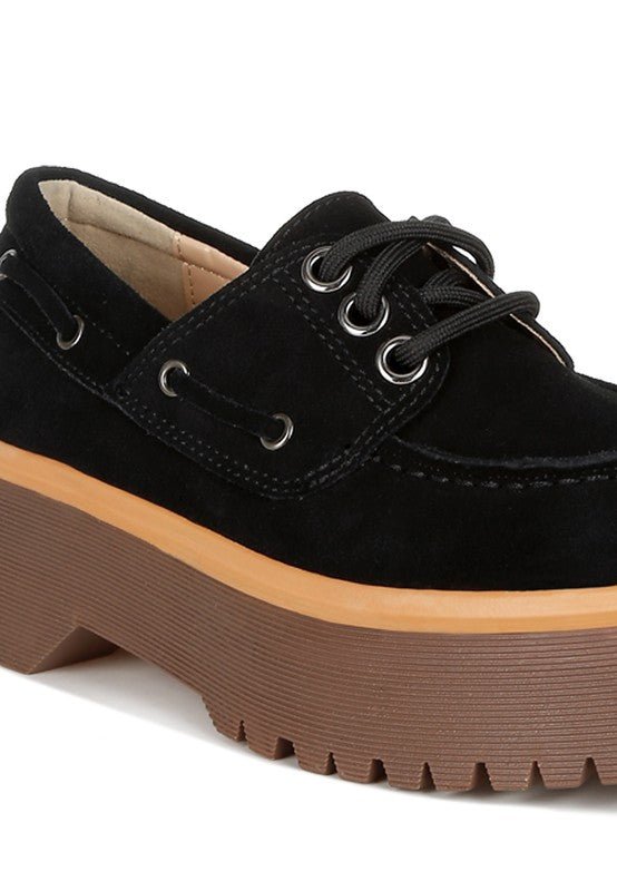 Cuckatoos Chunky Real Suede Leather Oxford Loafers - Loving It Shop