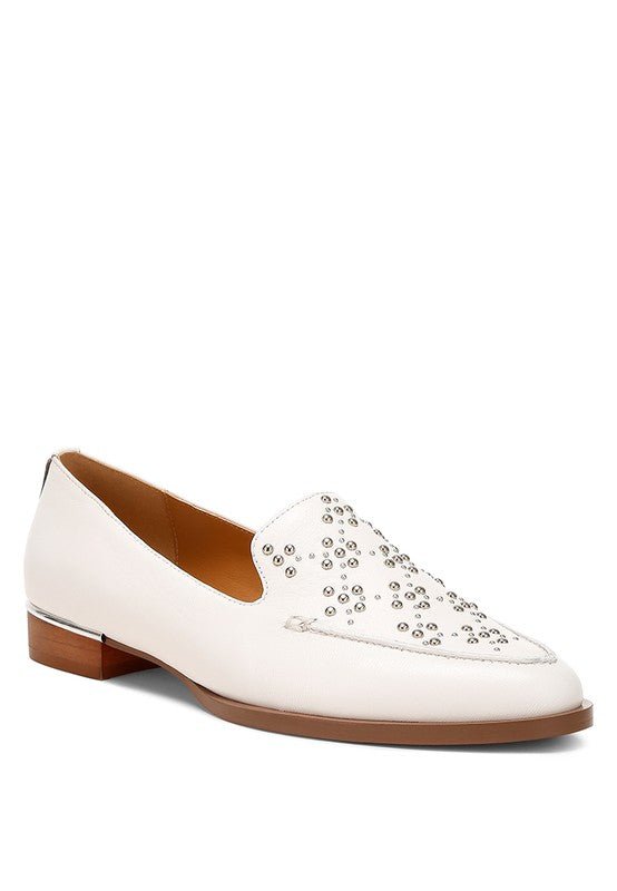 Gabassi Studded Genuine Leather Loafers - Loving It Shop