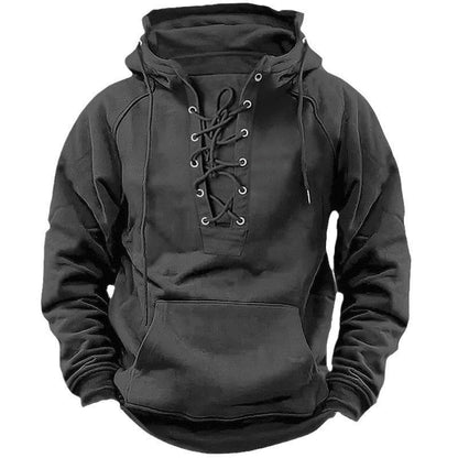 Ins Lace-up Hoodie Casual Sports Pocket Sweatshirt Men&