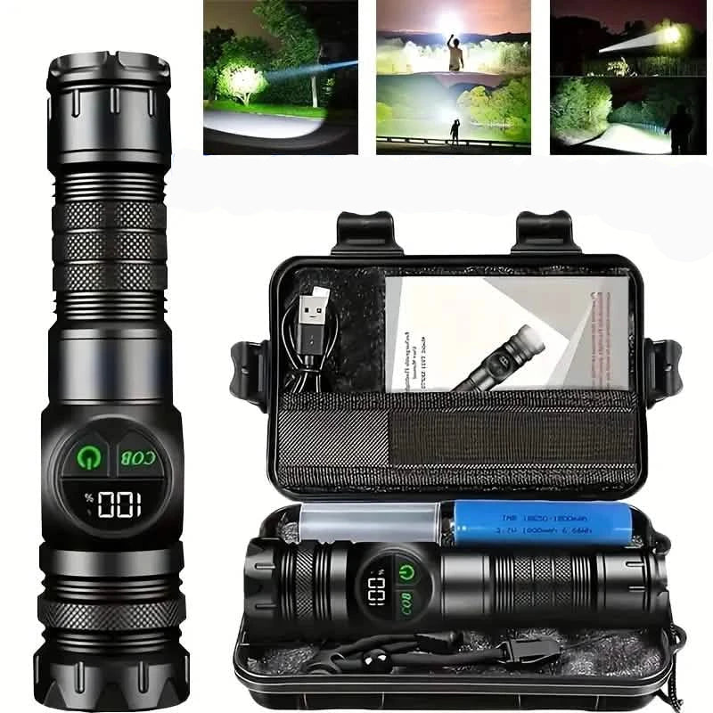 Rechargeable LED Flashlight with 5 Modes &amp; Magnetic Base – Gift Box