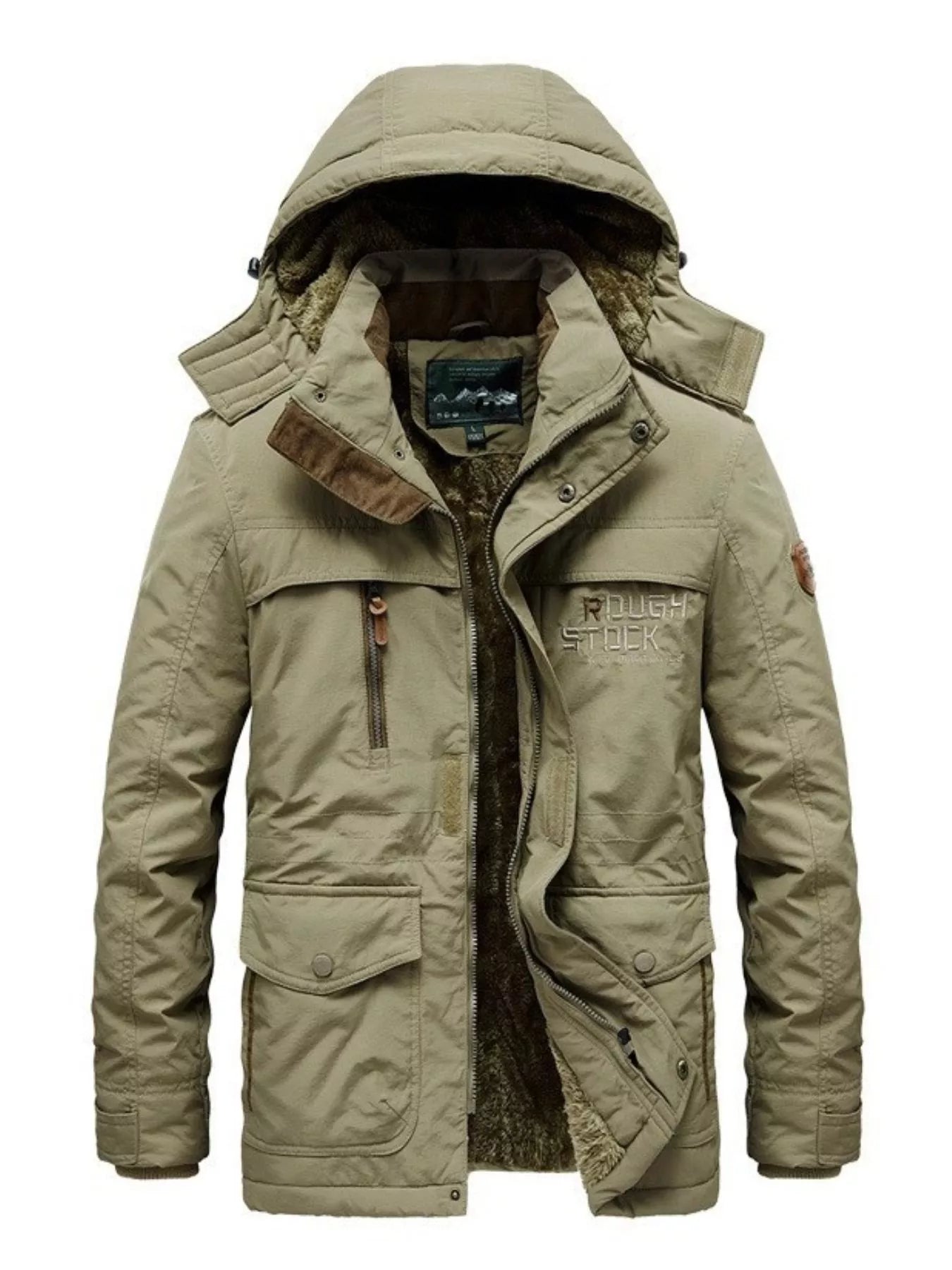 Men's Plus Size Winter Zip Up Hooded Parka Jacket