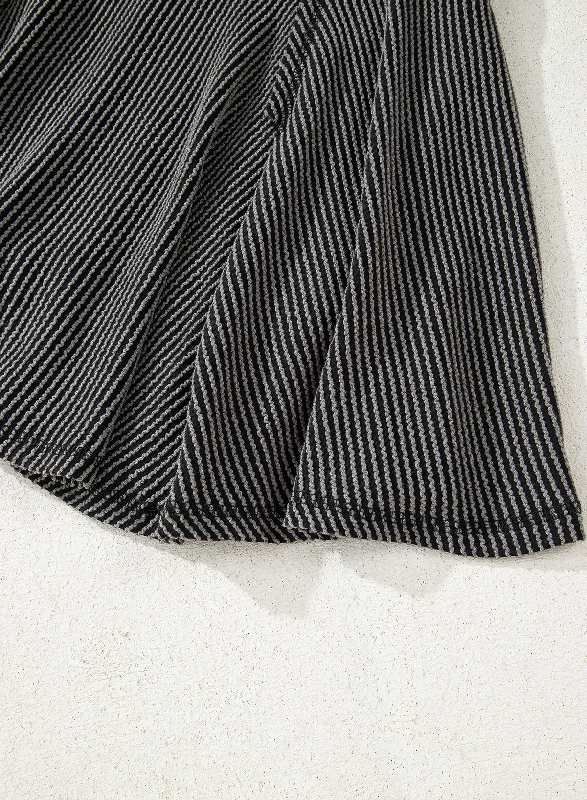 Dark Grey Corded Lantern Sleeve Top High Waist Ruffled Mini Skirt Set