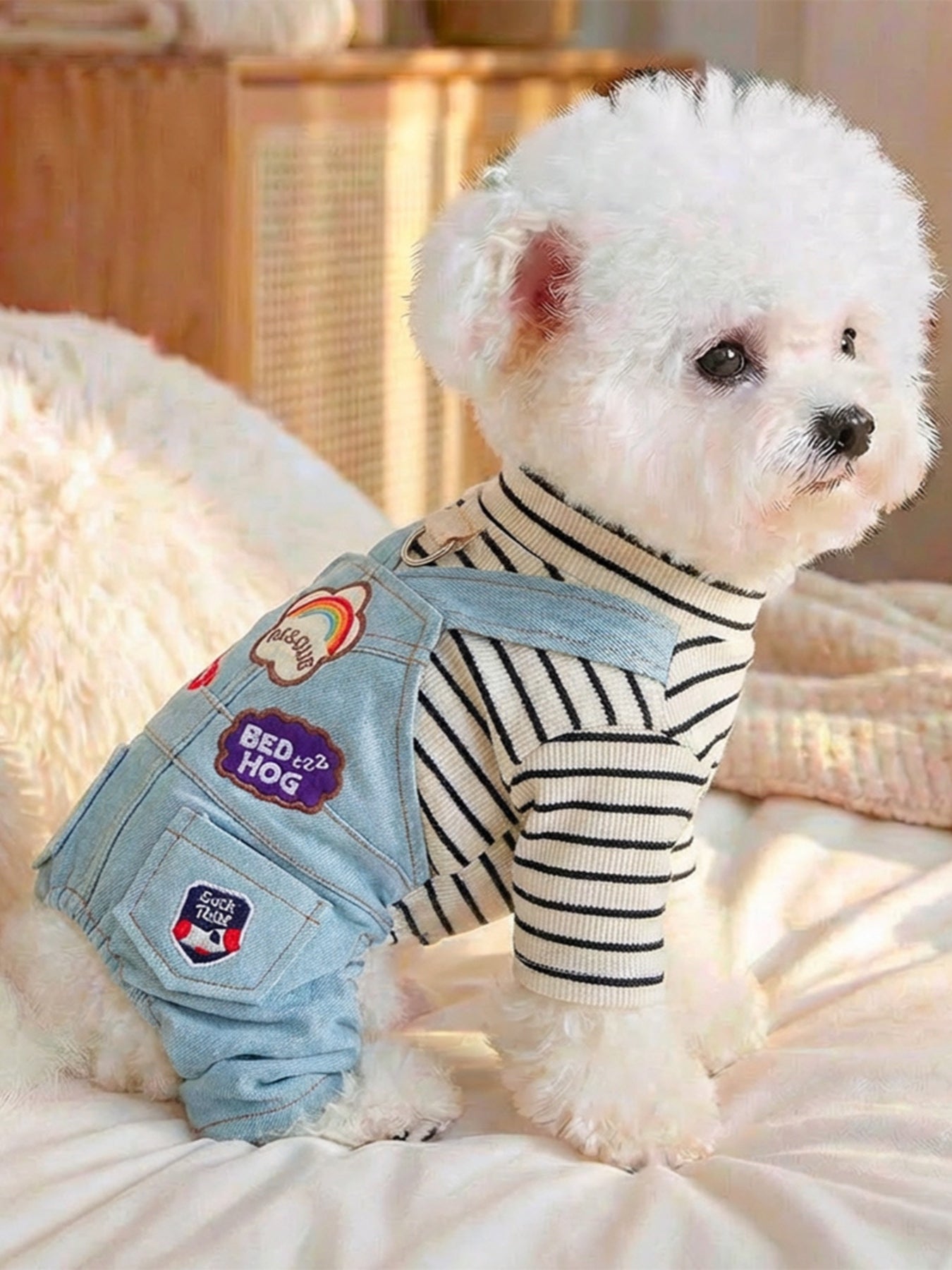 Denim Patchwork Pet Jumpsuit - Loving It Shop
