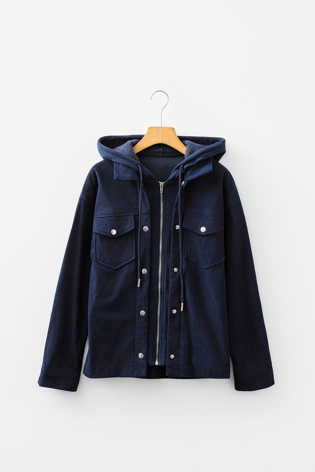 Sail Blue 2 in 1 Thermal Knit Textured Hooded Jacket