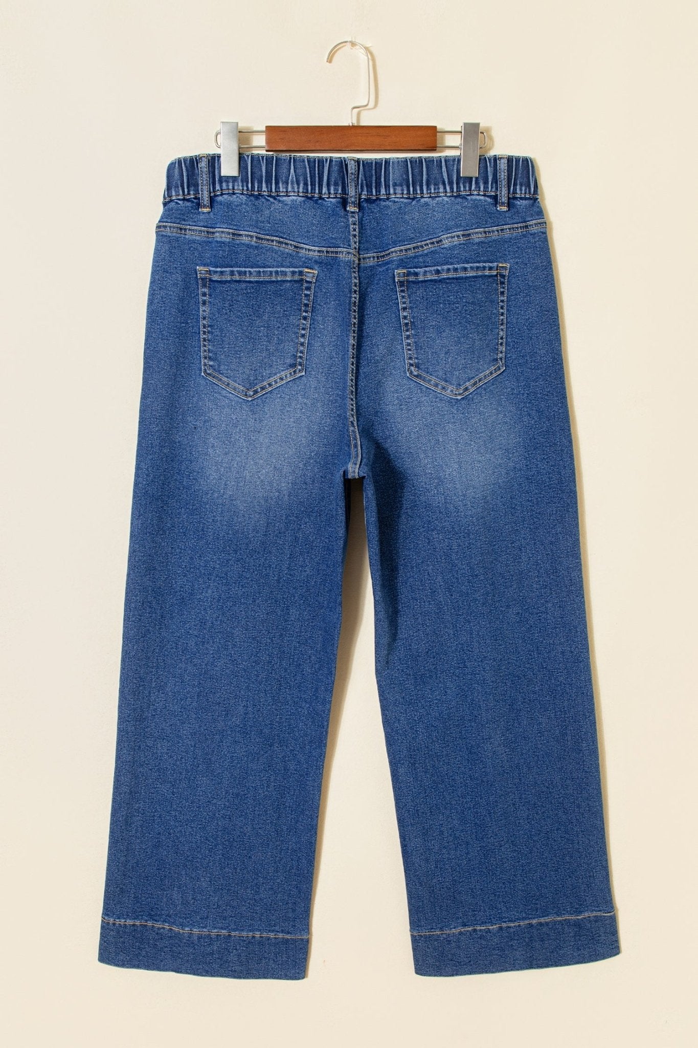 Dark Blue Acid Wash Contrast Lace - up Plus Size Jeans - Loving It Shop