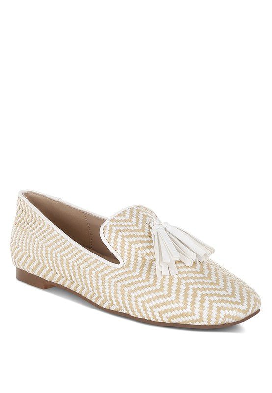 Dara Raffia Tassels Detail Loafers - Loving It Shop