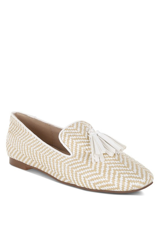 Dara Raffia Tassels Detail Loafers