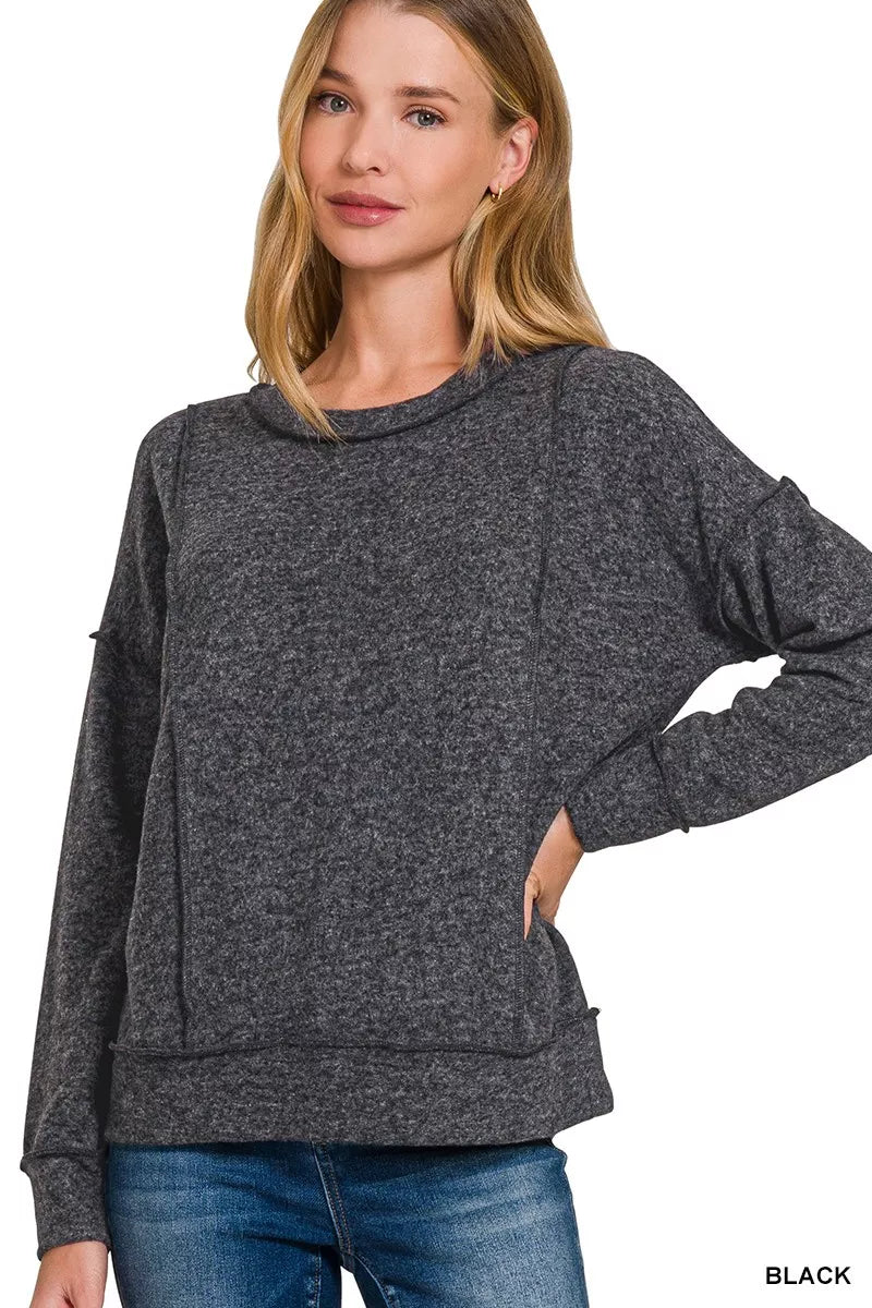 Brushed Hacci Drop Shoulder Sweater