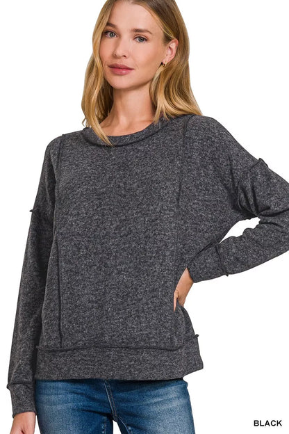 Brushed Hacci Drop Shoulder Sweater